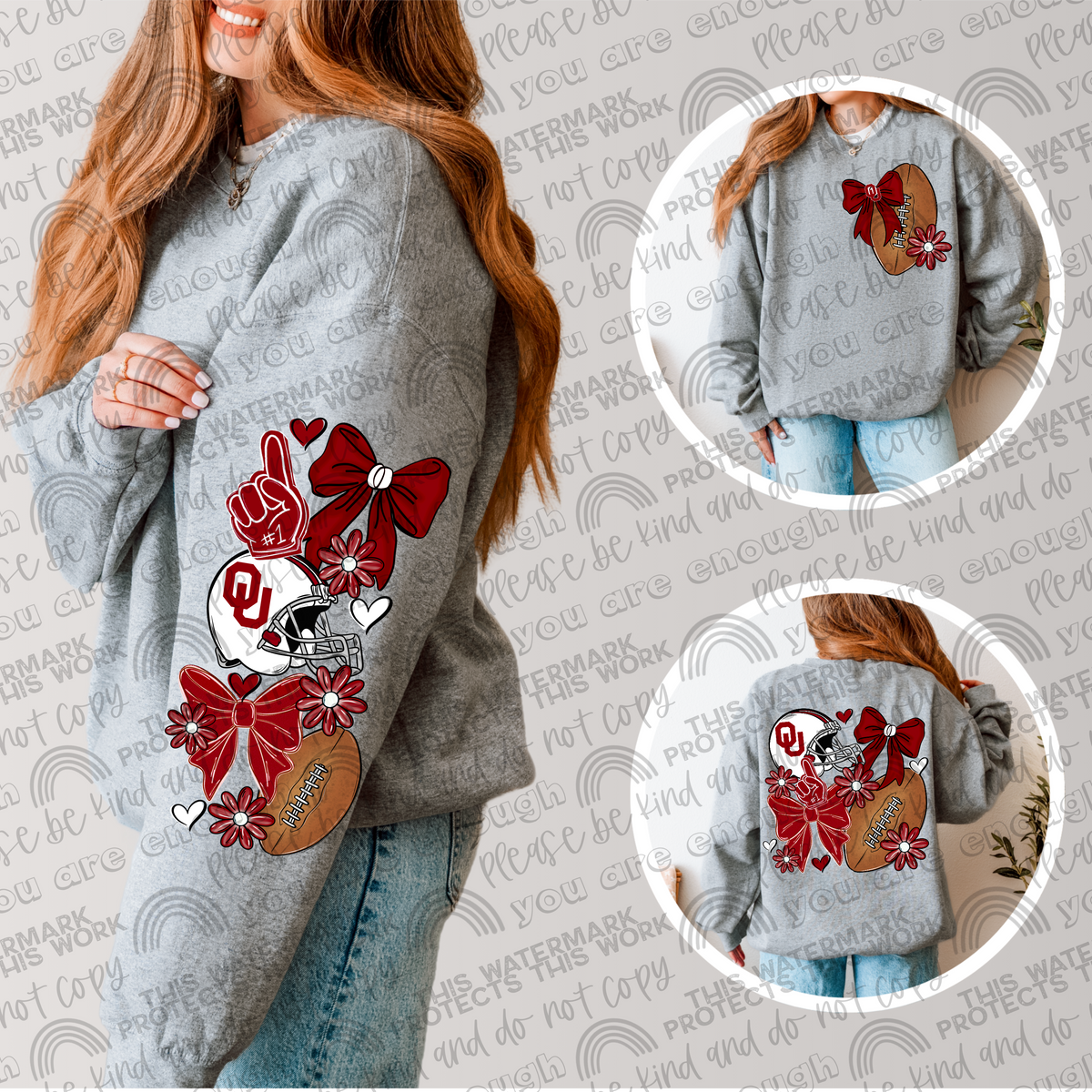 Pro and College Football Bows Bundle with Matching Sleeves and Pockets- 60 Teams- 180 PNG Files
