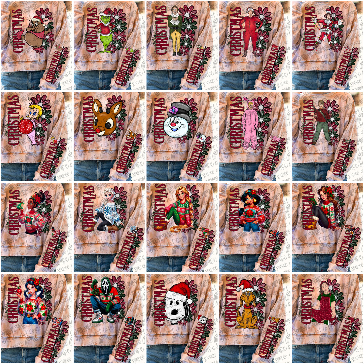 Christmas Floral Bundle & Sleeves- 42 PNG Files