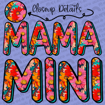 Bright Flowers Mama and Mini Set- 2 PNG Files