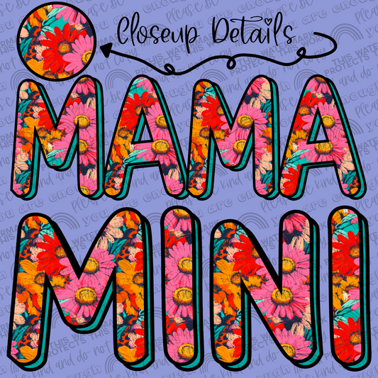 Bright Flowers Mama and Mini Set- 2 PNG Files