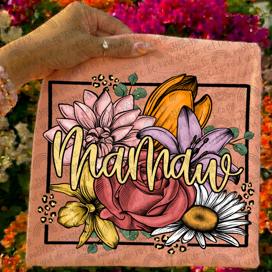 Mamaw Leopard Floral Front & Back- 2 PNG Files