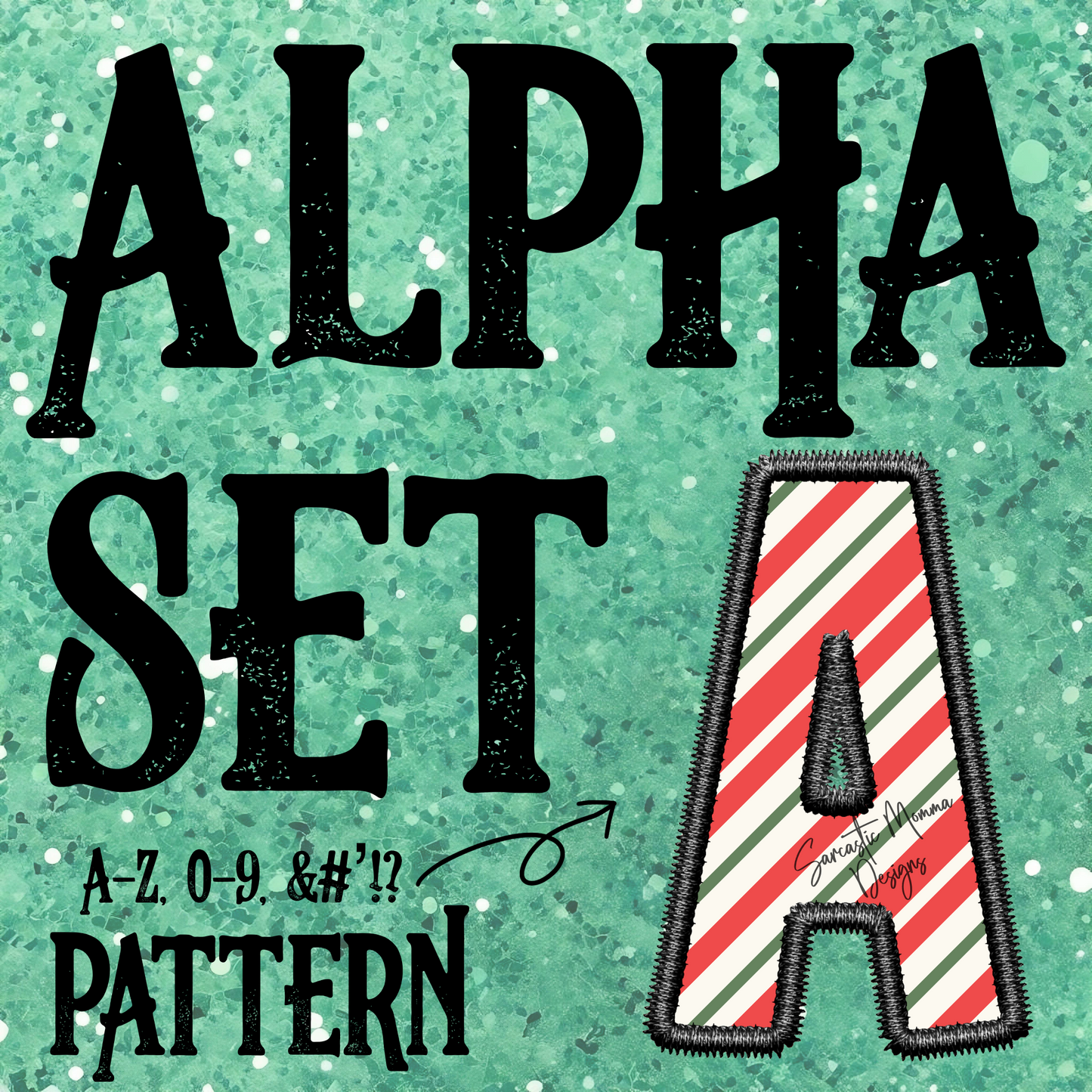 Candy Cane Striped Faux Embroidery Alpha Set