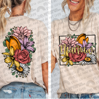 Mamaw Leopard Floral Front & Back- 2 PNG Files
