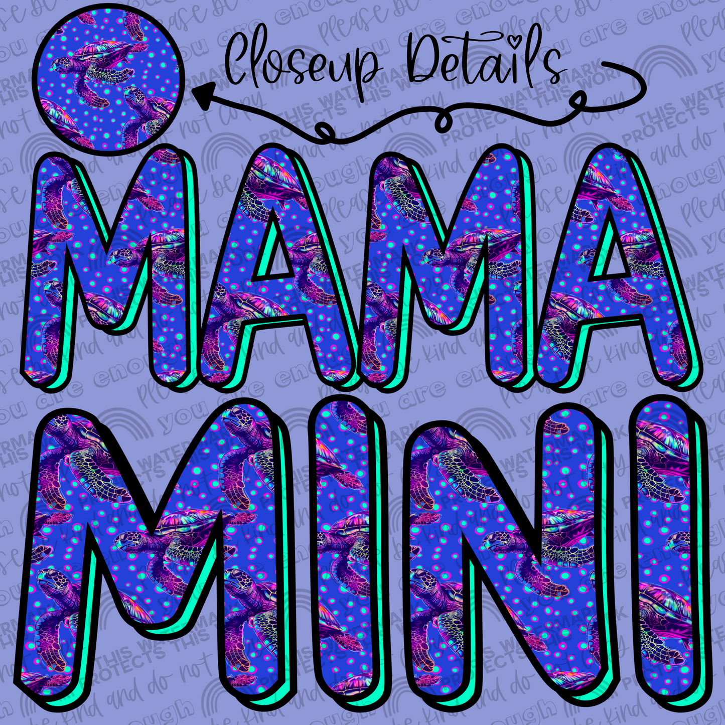 Sea Turtles Mama and Mini Set- 2 PNG Files