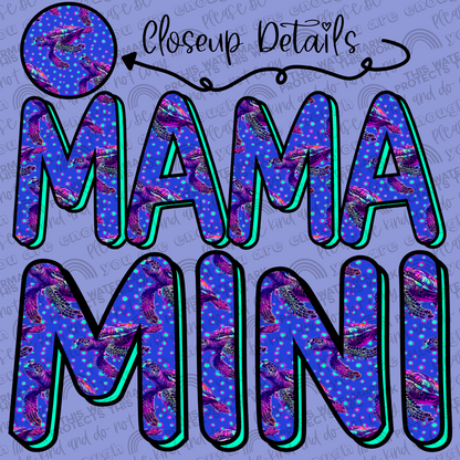 Sea Turtles Mama and Mini Set- 2 PNG Files