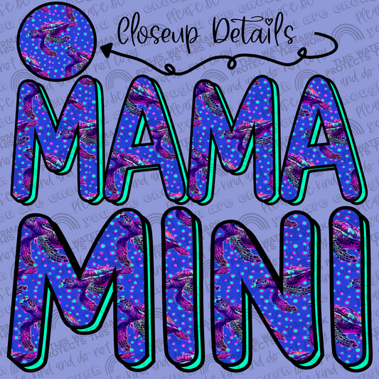 Sea Turtles Mama and Mini Set- 2 PNG Files