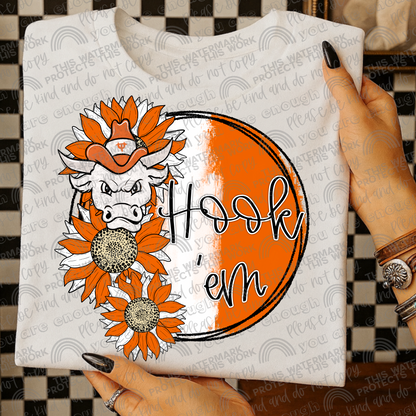 Longhorns Sunflowers with Sleeve (Logo and Mascot Versions)- 4 PNG Files