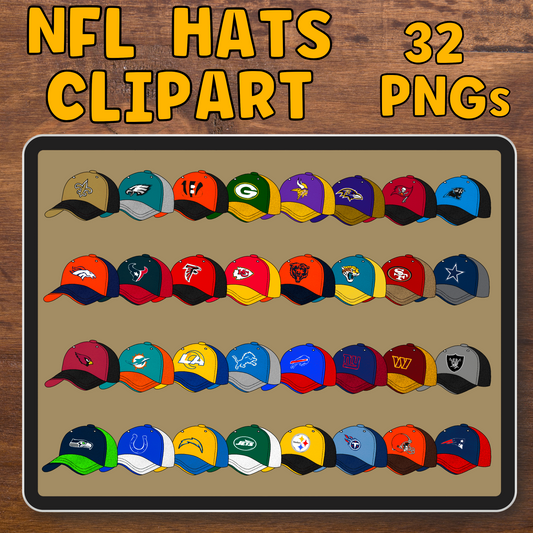 Hat Clipart Pro Football- 32 PNG Files