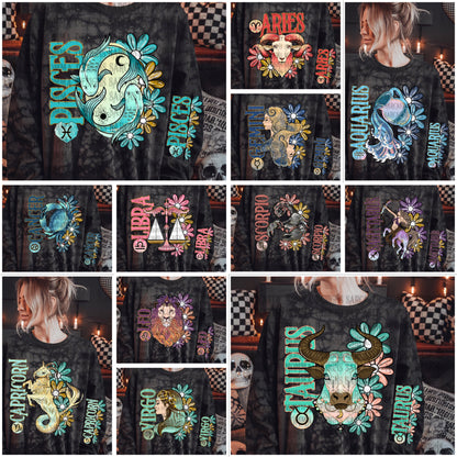 Zodiac Floral Bundle & Sleeves- 24 PNG Files