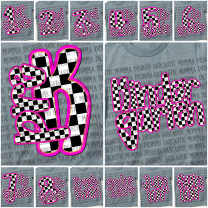 School Grades Pink Checkered- 14 PNG Files