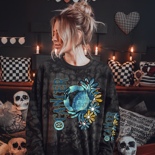 Cancer Floral Zodiac Sign with Sleeve- 2 PNG Files