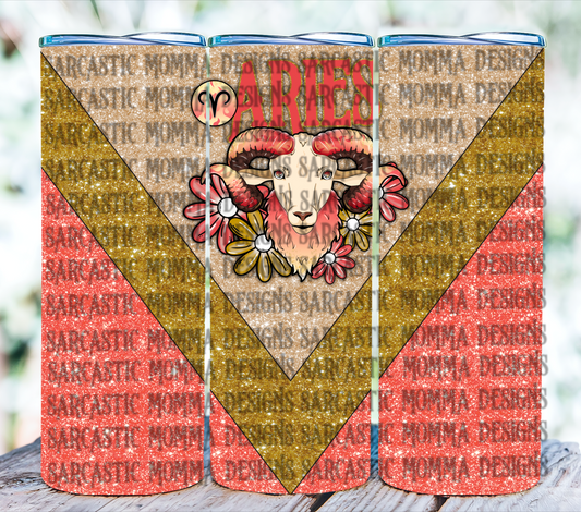 Aries Floral Zodiac Sign 20oz Skinny Straight Tumbler File