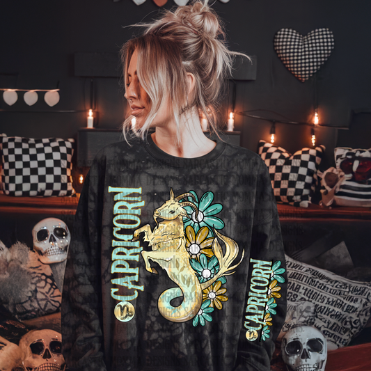 Capricorn Floral Zodiac Sign with Sleeve- 2 PNG Files