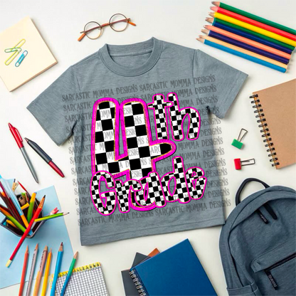 School Grades Pink Checkered- 14 PNG Files
