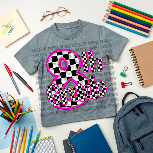 8th Grade Pink Checkered PNG File