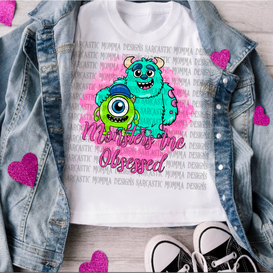 Monsters Inc Obsessed Pink & Blue- 2 PNG Files