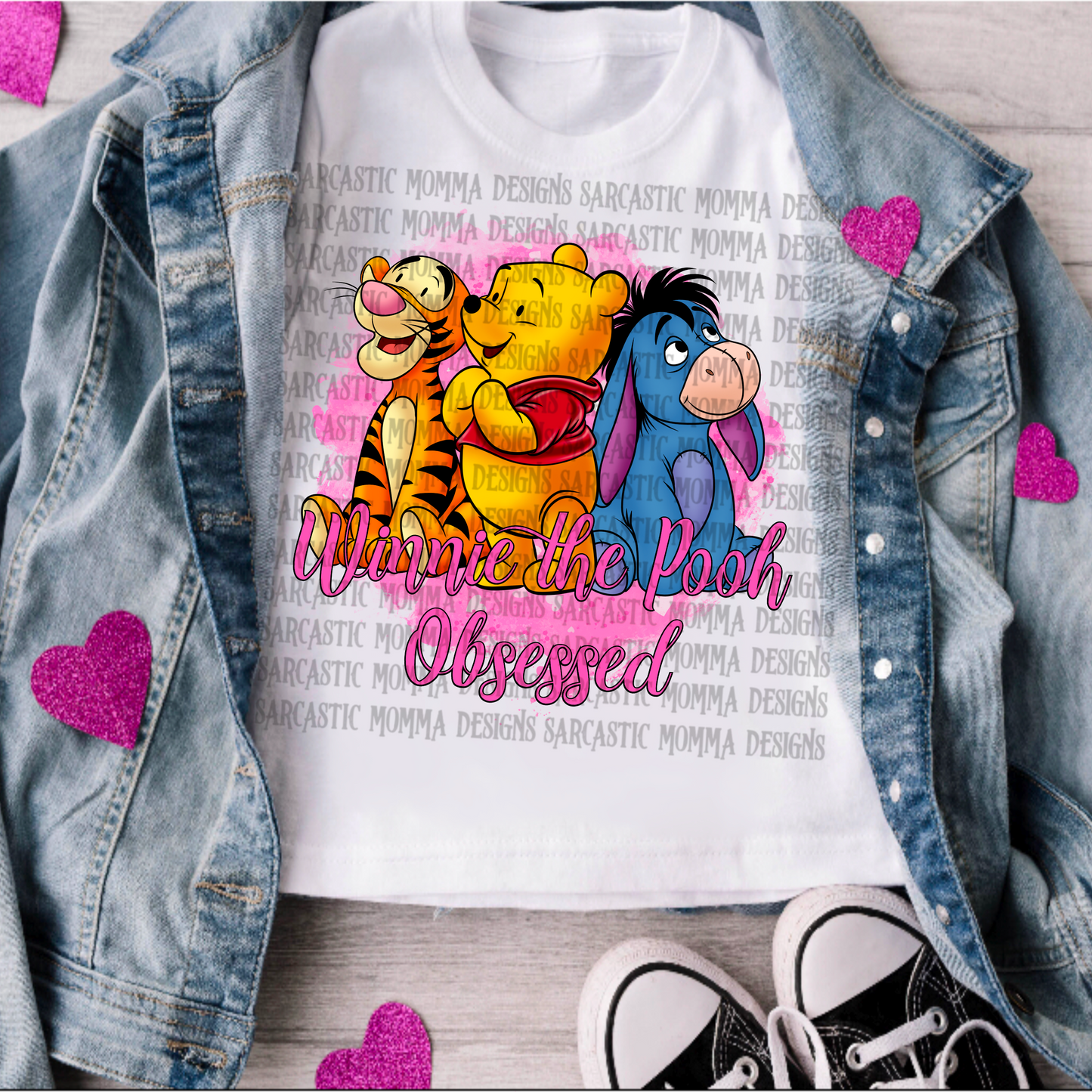 Winnie the Pooh Obsessed Pink & Blue- 2 PNG Files