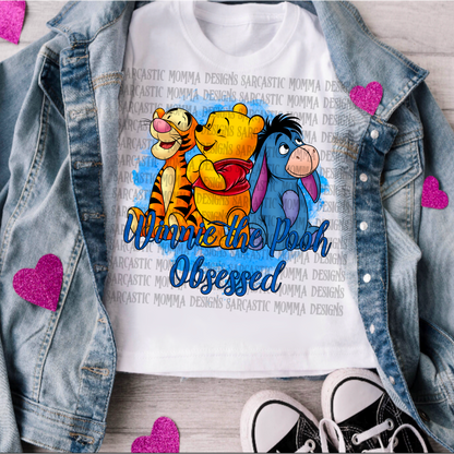 Winnie the Pooh Obsessed Pink & Blue- 2 PNG Files