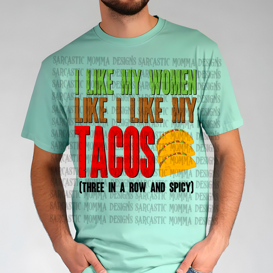 I Like My Women Like I Like My Tacos Three In A Row And Spicy PNG File