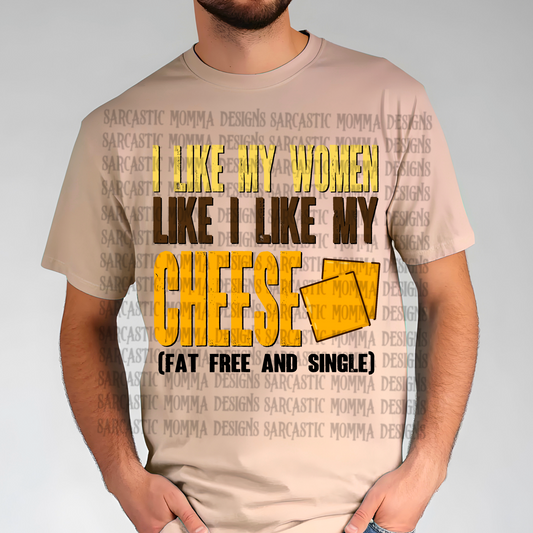 I Like My Women Like I Like My Cheese Fat Free and Single PNG File