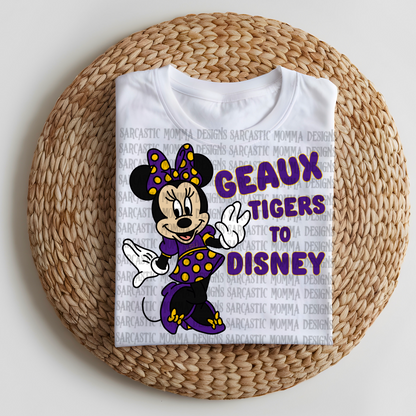 Geaux Tigers (& To Disney) LSU Minnie- 2 PNG Files