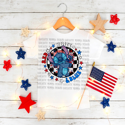 Stitch Red White & Blue PNG File