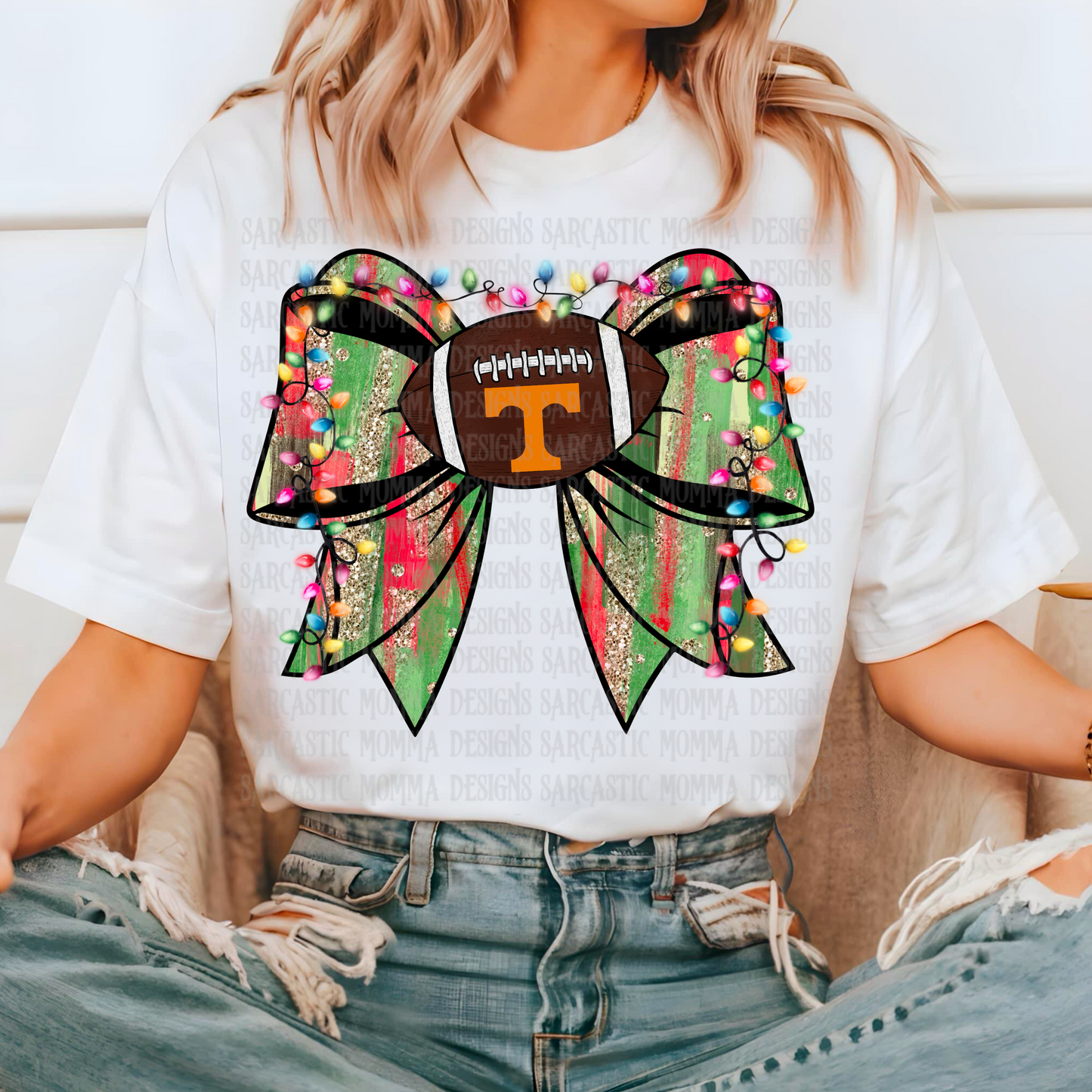 Christmas Football Bow Vols PNG File