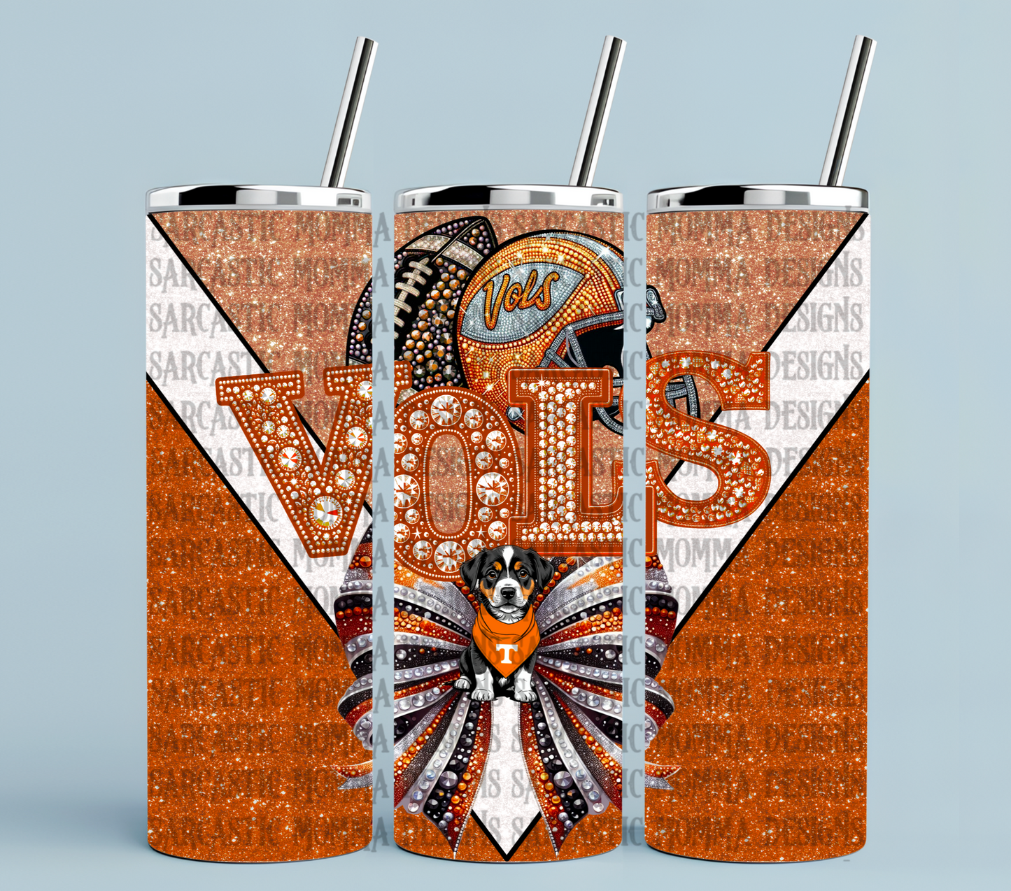 Vols Rhinestone Bow 20oz Skinny Tumbler PNG File