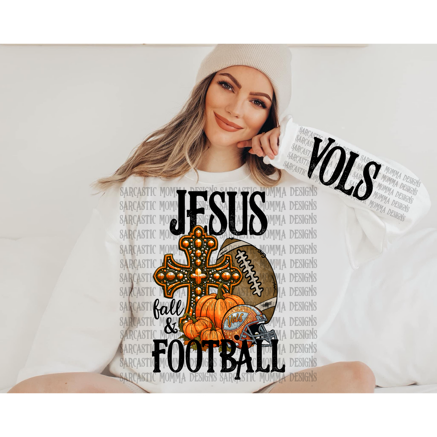 Jesus Fall & Football Vols with Matching Sleeve- 2 PNG Files