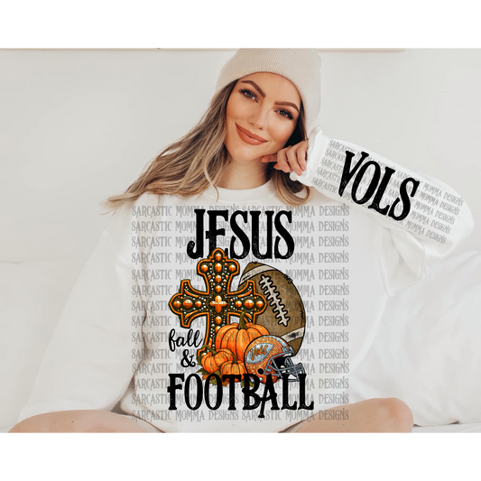 Jesus Fall & Football Vols with Matching Sleeve- 2 PNG Files