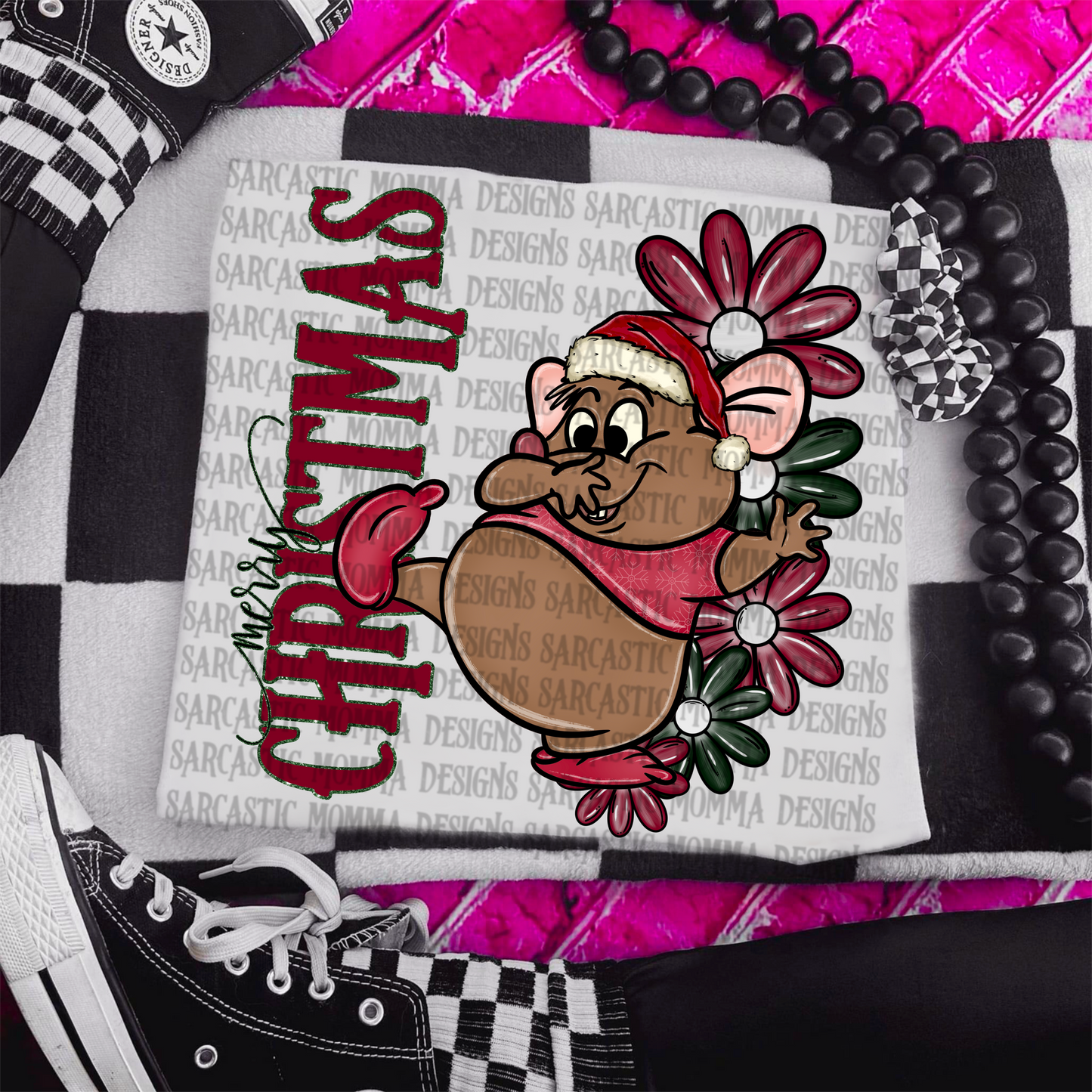 Gus Gus Merry Christmas Floral & Sleeve- 2 PNG Files