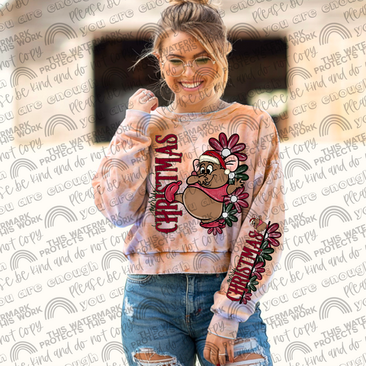 Gus Gus Merry Christmas Floral & Sleeve- 2 PNG Files