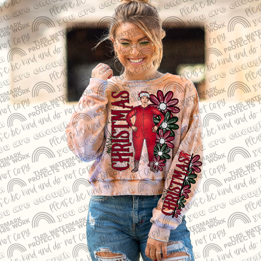 The Santa Clause Merry Christmas Floral & Sleeve- 2 PNG Files