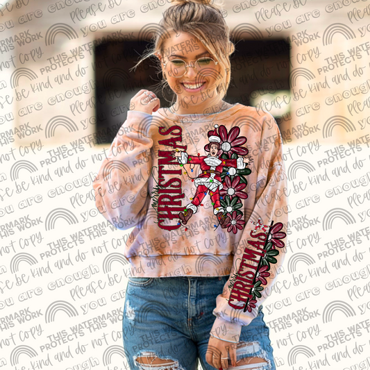 Clark Merry Christmas Floral & Sleeve- 2 PNG Files