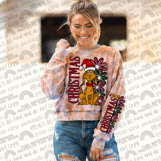 Max Merry Christmas Floral & Sleeve- 2 PNG Files