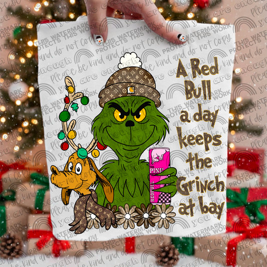 A Red Bull A Day Keeps the Green Guy At Bay Pink PNG File