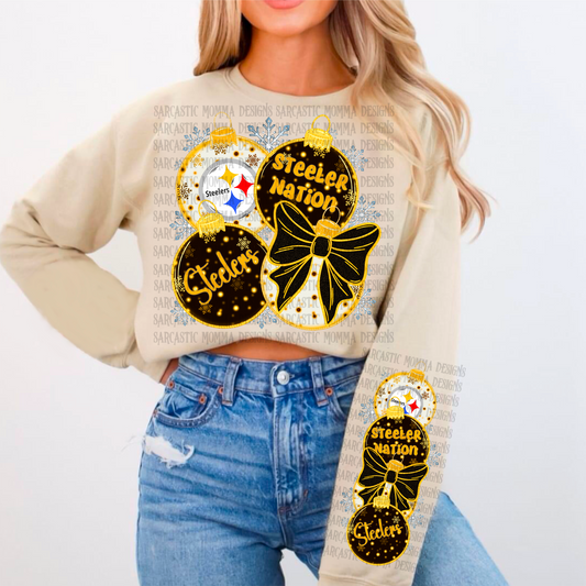 Steelers Ornaments with Matching Sleeve- 2 PNG Files