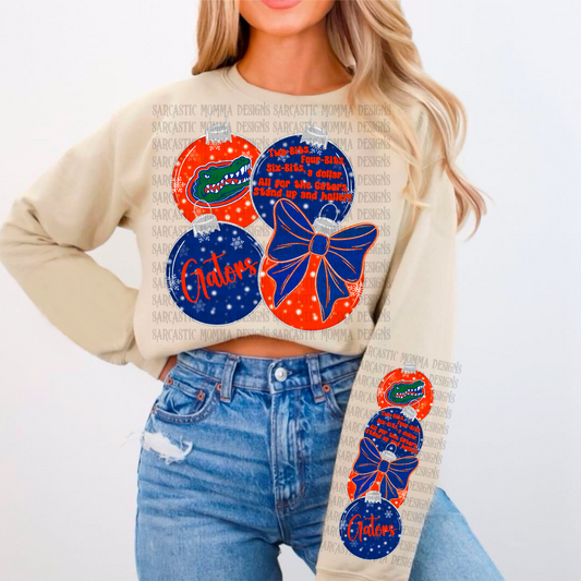 Gators Ornaments NO SNOWFLAKES with Matching Sleeve- 2 PNG Files