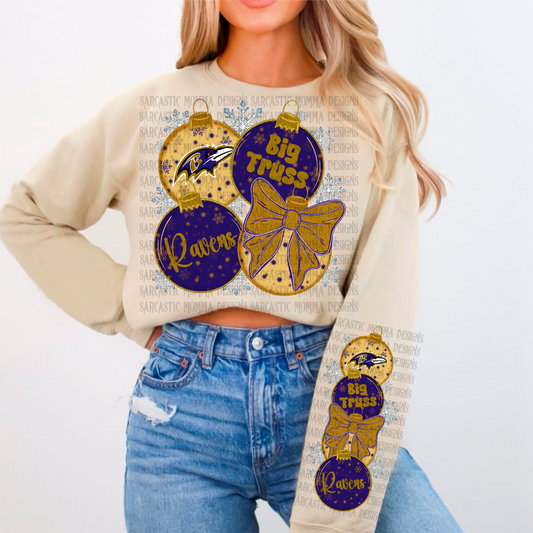 Ravens Ornaments with Matching Sleeve- 2 PNG Files