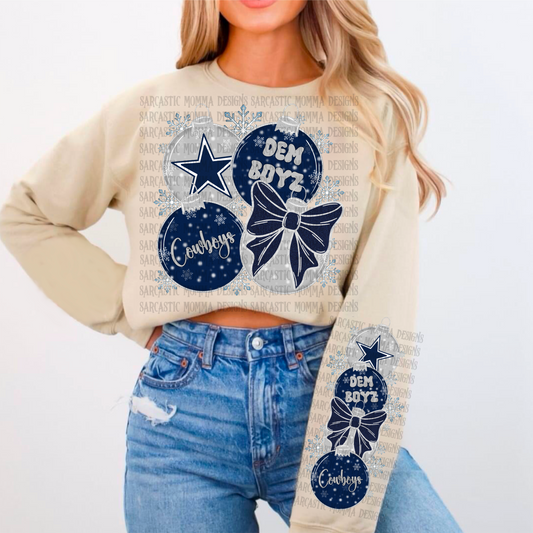 Cowboys Ornaments with Matching Sleeve- 2 PNG Files