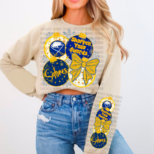 Sabres Ornaments with Matching Sleeve- 2 PNG Files