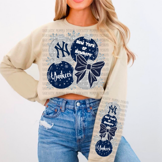 Yankees Ornaments with Matching Sleeve- 2 PNG Files
