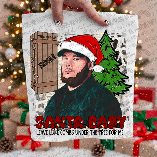 Santa Baby Leave Luke Combs Under The Tree For Me PNG File