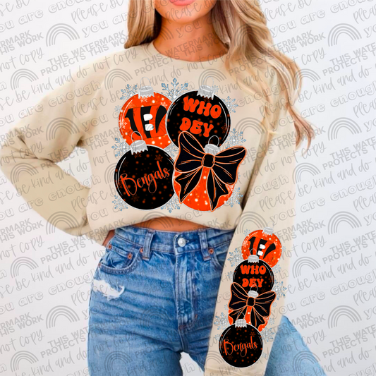 Bengals Ornaments with Matching Sleeve- 2 PNG Files