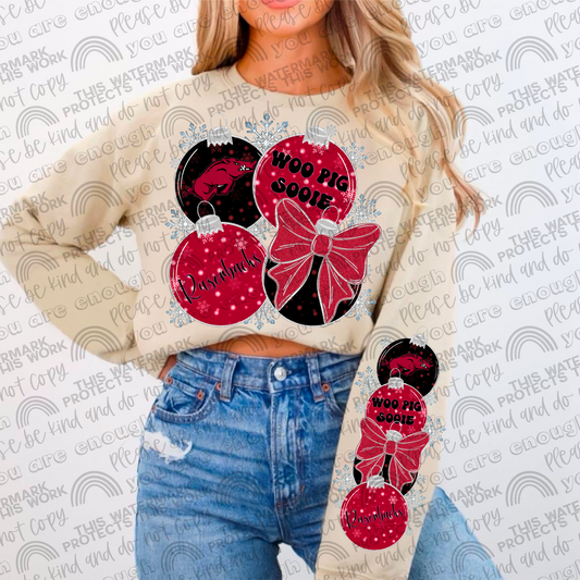 Arizona Razorbacks Ornaments with Matching Sleeve- 2 PNG Files