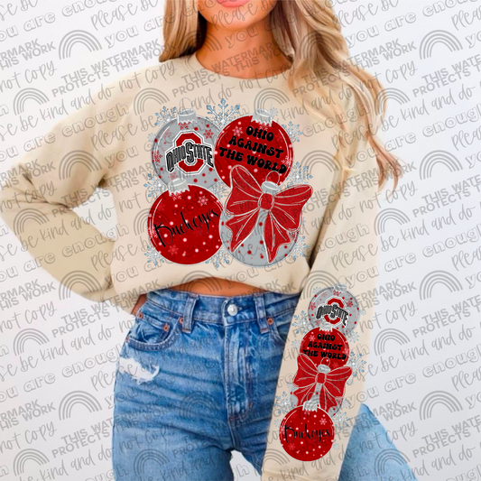 Ohio State Buckeyes Ornaments with Matching Sleeve- 2 PNG Files