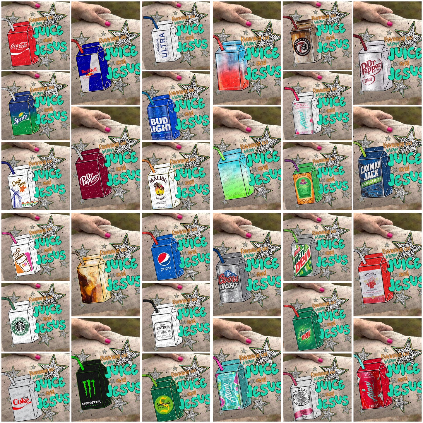 Running On Mom Juice & Jesus Bundle- 30 PNG Files