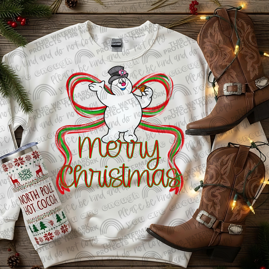 Frosty Merry Christmas Preppy Bow PNG File
