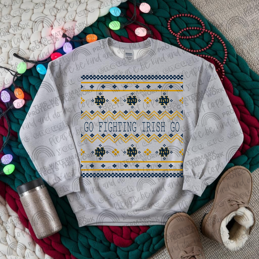 Notre Dame Fighting Irish Ugly Christmas Sweater PNG File