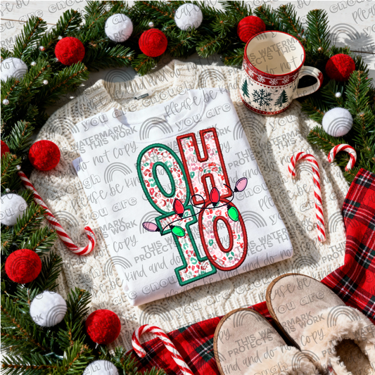 Ohio Leopard Christmas Lights PNG File